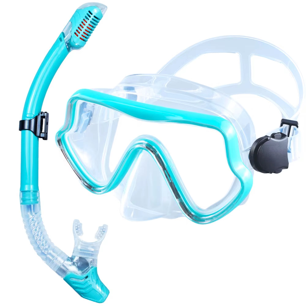 Scuba Diving Mask Snorkel Set for Adults Tempered Glass Professional Panoramic Snorkeling Gear Swimming Training Snorkel Kit